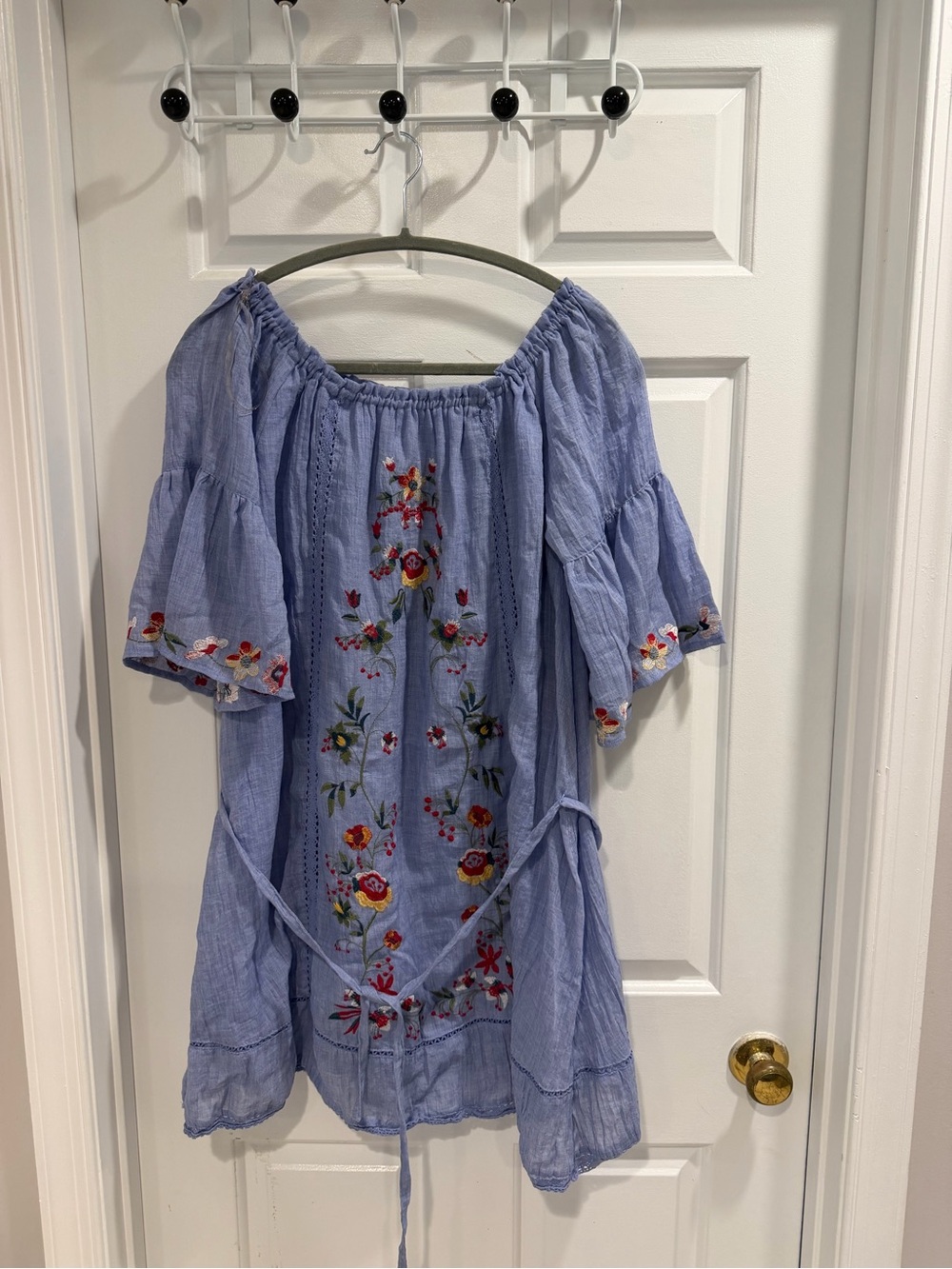 NWT Umgee Boutique BOHO Off Shoulder Light Lined Embroidered Dress Sz L - Picture 2 of 7